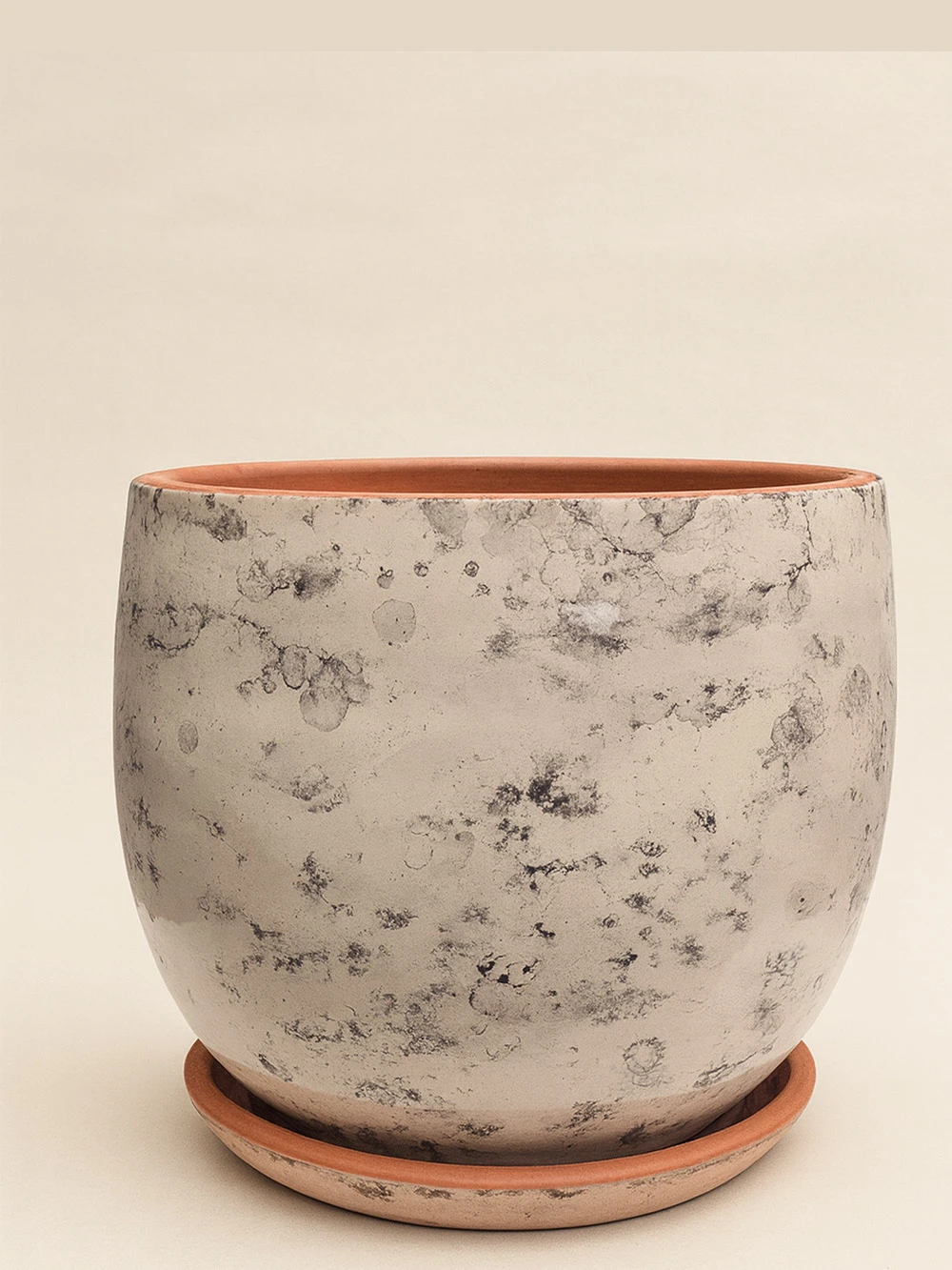 Krem Mermer Sırlı No 4 Ø27cm - saksilar - Lalezar Botanik